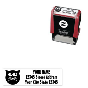 Schattige Black Cat aangepast retouradres Zelfinktende Stempel