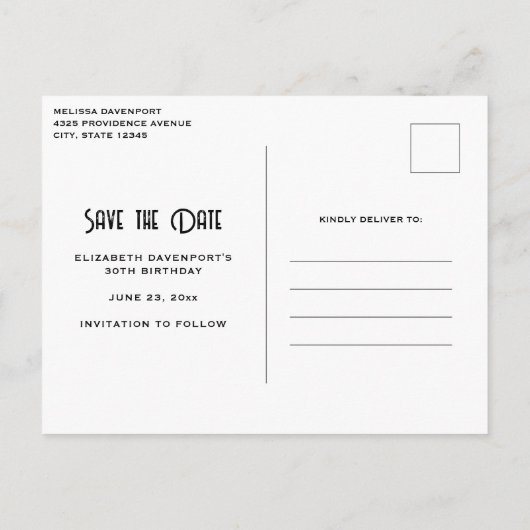 Schattige Black Cat in een heks Pet Save the Date Uitnodiging Briefkaart (Achterkant)