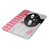 Schattige Black Cat Pink Polka Dots Jouw naam toev Badmat (Gekanteld)