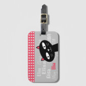 Schattige Black Cat Pink Polka Dots Jouw naam toev Bagagelabel (Voorkant (verticaal))