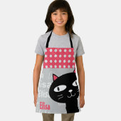 Schattige Black Cat Pink Polka Dots Jouw naam toev Schort (Insitu)