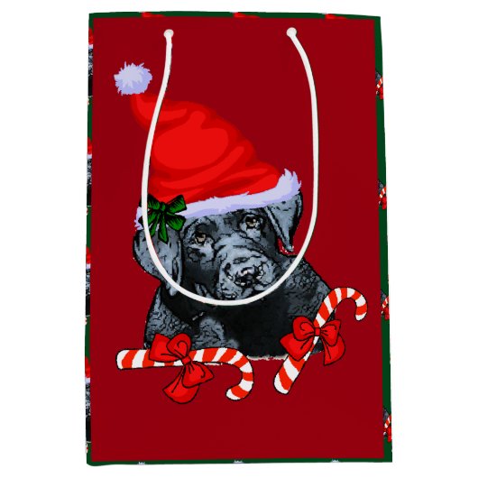 Schattige Black Lab Kerst Medium Cadeauzakje (Voorkant)