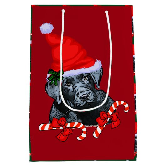 Schattige Black Lab Kerst Medium Cadeauzakje (Achterkant)