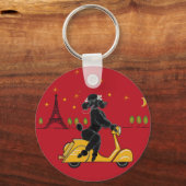 Schattige Black Poodle in Parijs Sleutelhanger (Voorkant)