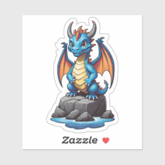 Schattige Blau en Oranje Draak Sticker