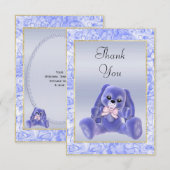 Schattige Blau Konijn Baby Shower Bedankt (Voorkant / Achterkant)