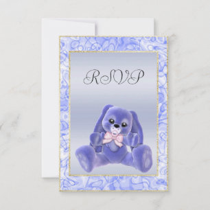 Schattige Blau Konijn Baby Shower RSVP Kaartje