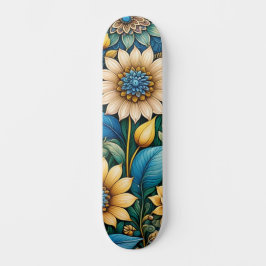 Schattige Blauw Abstract Zonnebloem Design Wide St Persoonlijk Skateboard