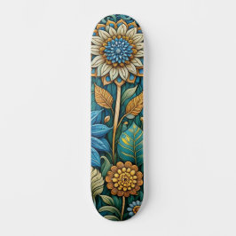 Schattige Blauw Abstract Zonnebloem Design Wide St Persoonlijk Skateboard