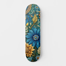 Schattige Blauw Abstract Zonnebloem Design Wide St Persoonlijk Skateboard
