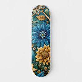 Schattige Blauw Abstract Zonnebloem Design Wide St Persoonlijk Skateboard