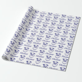 Schattige Blauw Afstudeerder Uil Patroon Cadeaupapier