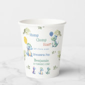 Schattige Blauw Baby Boy Dinosaurus 1e Verjaardags Papieren Bekers (Voorkant)