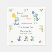 Schattige Blauw Baby Boy Dinosaurus 1e Verjaardags Servet (Voorkant)