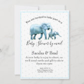 Schattige Blauw Baby Boy Elephants Baby shower Kaart (Voorkant)