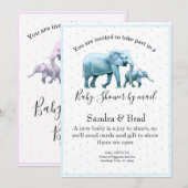 Schattige Blauw Baby Boy Elephants Baby shower Kaart (Voorkant / Achterkant)