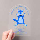 Schattige Blauw Baby Boy Fox Baby shower Aangepast Acryl Uitnodigingen (Insitu (Draagbaar))
