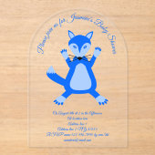 Schattige Blauw Baby Boy Fox Baby shower Aangepast Acryl Uitnodigingen (Voorkant)