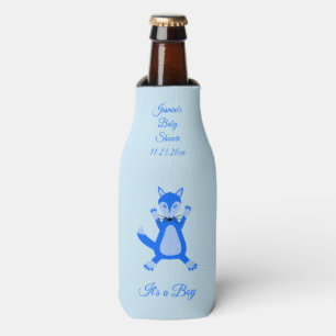 Schattige Blauw Baby Boy Fox Baby shower Aangepast Flesjeskoeler