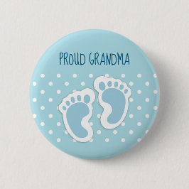Schattige Blauw Baby Boy's Feet Trots Oma Ronde Button 5,7 Cm
