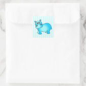 Schattige Blauw Baby Hippo Gestreepte Stickers (Tas)
