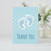 Schattige blauw baby jongen voeten dank u bedankkaart (Staand voorkant)