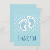 Schattige blauw baby jongen voeten dank u bedankkaart (Voorkant / Achterkant)