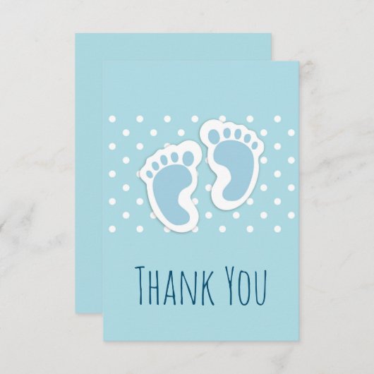 Schattige blauw baby jongen voeten dank u bedankkaart (Voorkant / Achterkant)