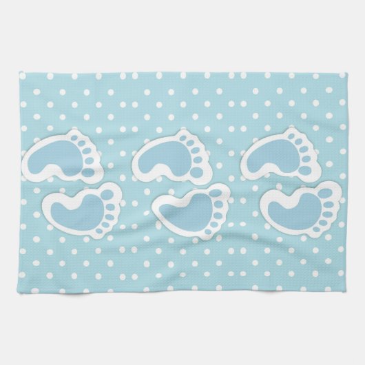 Schattige Blauw Baby Jongen Voeten Patroon Theedoek (Horizontaal)