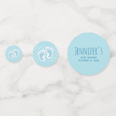 Schattige Blauw Baby Jongen's Feet Illustratie Bab Confetti (Achterkanten)