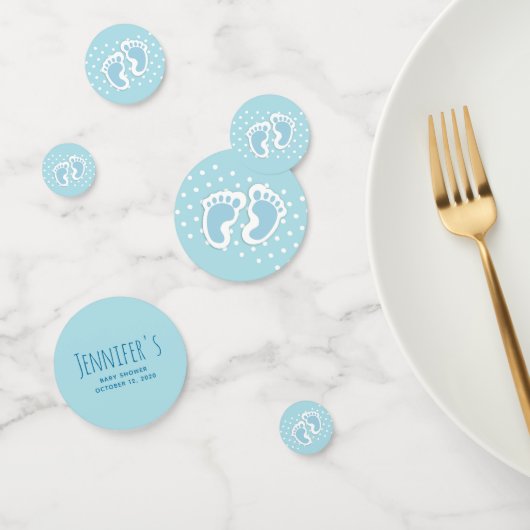 Schattige Blauw Baby Jongen's Feet Illustratie Bab Confetti (Groep)