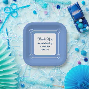 Schattige Blauw Baby shower Bedankt voor het viere Papieren Bordje
