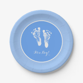 Schattige blauw Baby shower is een jongen pasgebor Papieren Bordje