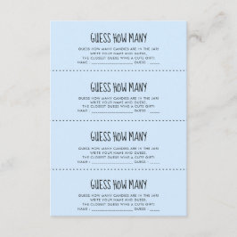 Schattige blauw Baby shower Raad hoeveel spelkaart Informatiekaartje
