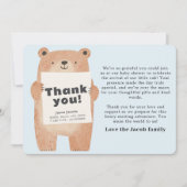 Schattige Blauw Beer Baby Aankondiging Dank u (Voorkant)