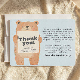 Schattige Blauw Beer Baby Aankondiging Dank u