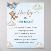 Schattige blauw Beer hoe groot is haar buikdouches Poster (Voorkant)