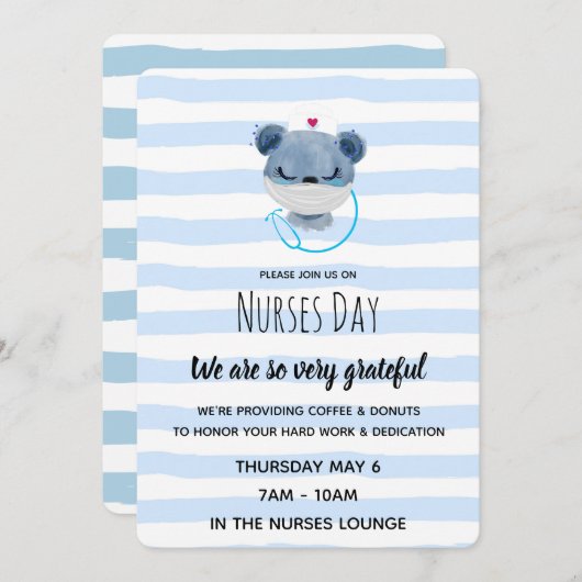 Schattige Blauw Beer Verpleegster in een Masker - Kaart (Voorkant / Achterkant)