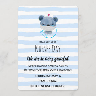 Schattige Blauw Beer Verpleegster in een Masker -  Kaart