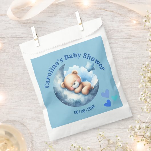 Schattige Blauw Beren Halve Maan Baby shower Bedankzakje (Geknipt)