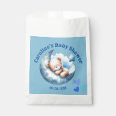 Schattige Blauw Beren Halve Maan Baby shower Bedankzakje (Voorkant)