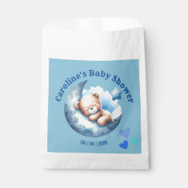Schattige Blauw Beren Halve Maan Baby shower Bedankzakje