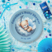Schattige Blauw Beren Halve Maan Baby shower Papieren Bordje (Feest)
