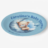 Schattige Blauw Beren Halve Maan Baby shower Papieren Bordje (Gekanteld)