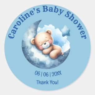 Schattige Blauw Beren Halve Maan Baby shower Ronde Sticker