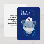 Schattige Blauw Beren Verpleegster met een bescher Bedankkaart (Voorkant / Achterkant)