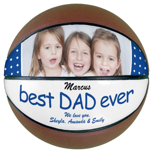 Schattige Blauw Beste Pap Ooit Vader`s Day Foto Basketbal (Voorkant)