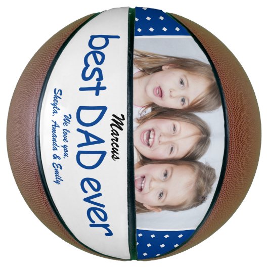 Schattige Blauw Beste Pap Ooit Vader`s Day Foto Basketbal (Verticaal)