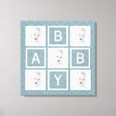 Schattige Blauw Bloemen Foto Grid Baby Jongen of M Canvas Afdruk (Voorkant)