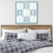 Schattige Blauw Bloemen Foto Grid Baby Jongen of M Canvas Afdruk (Insitu (Slaapkamer))
